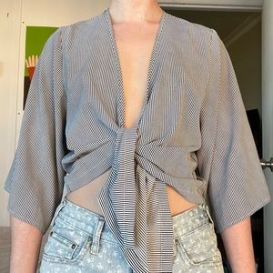 White and black striped nautical blouse